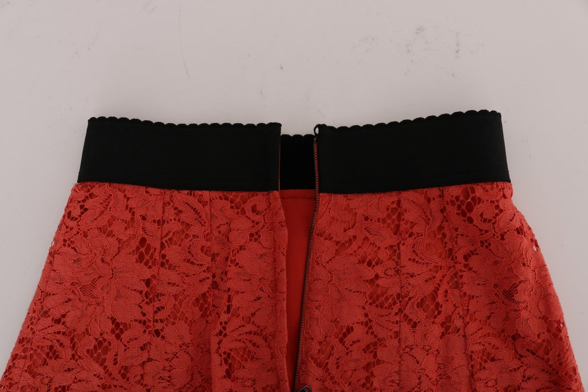 Jupe crayon en macramé orange Dolce & Gabbana