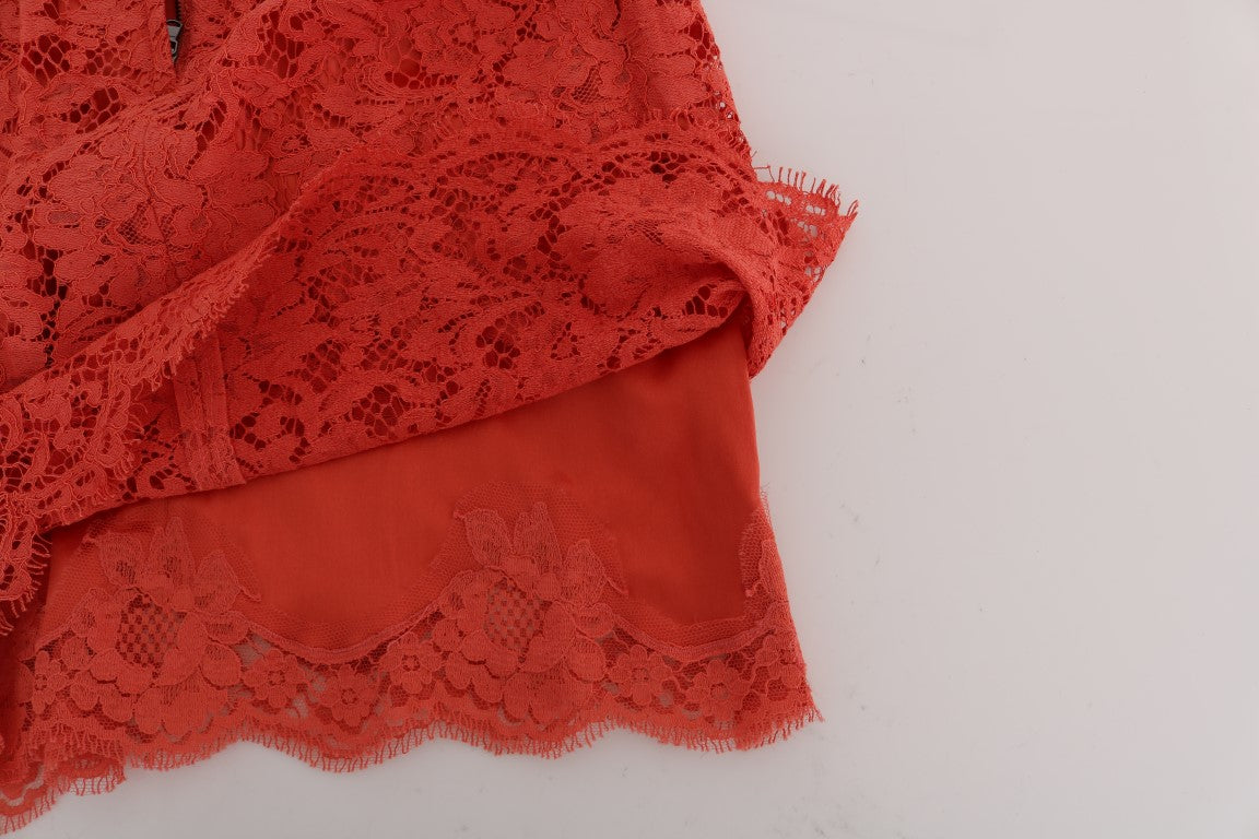 Jupe crayon en macramé orange Dolce & Gabbana