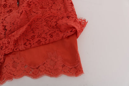 Jupe crayon en macramé orange Dolce & Gabbana