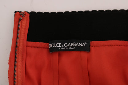 Jupe crayon en macramé orange Dolce & Gabbana