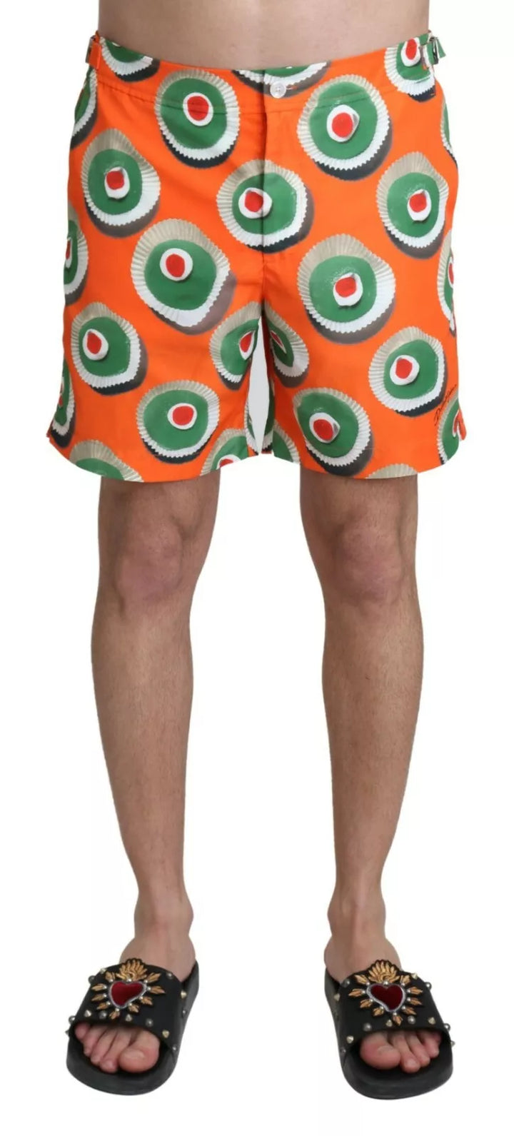 Shorts de baño con estampado de magdalenas naranjas de Dolce & Gabbana