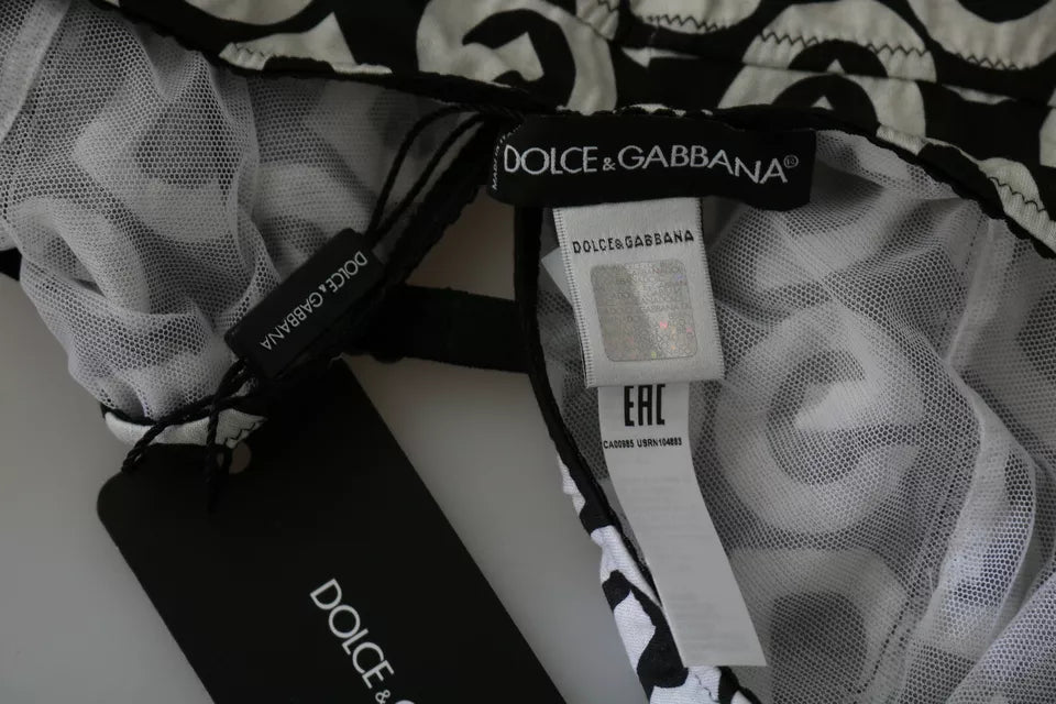 Traje de baño sin mangas Dolce & Gabbana negro con estampado DG Mania