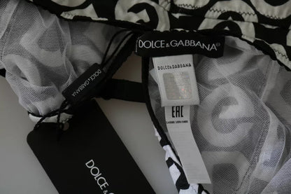 Traje de baño sin mangas Dolce & Gabbana negro con estampado DG Mania