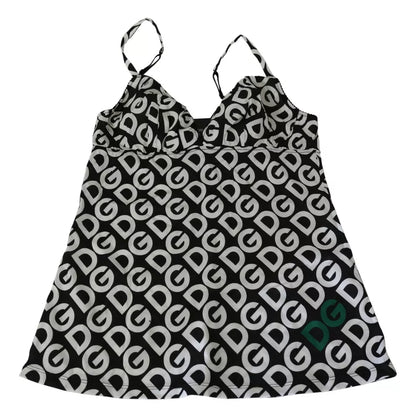 Traje de baño sin mangas Dolce & Gabbana negro con estampado DG Mania