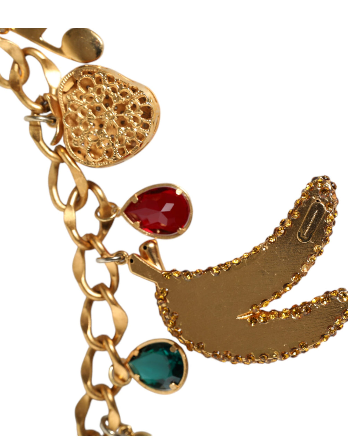 Cinturón de cadena para la cintura Dolce & Gabbana de latón dorado con adornos de cristales frutales