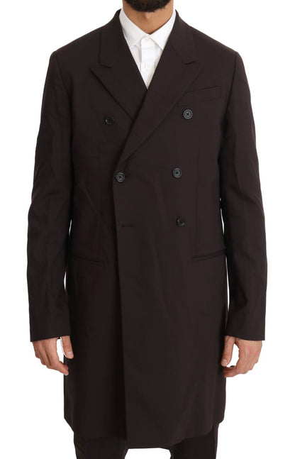Costume 3 Pièces Long en Laine Stretch Bordeaux Dolce & Gabbana