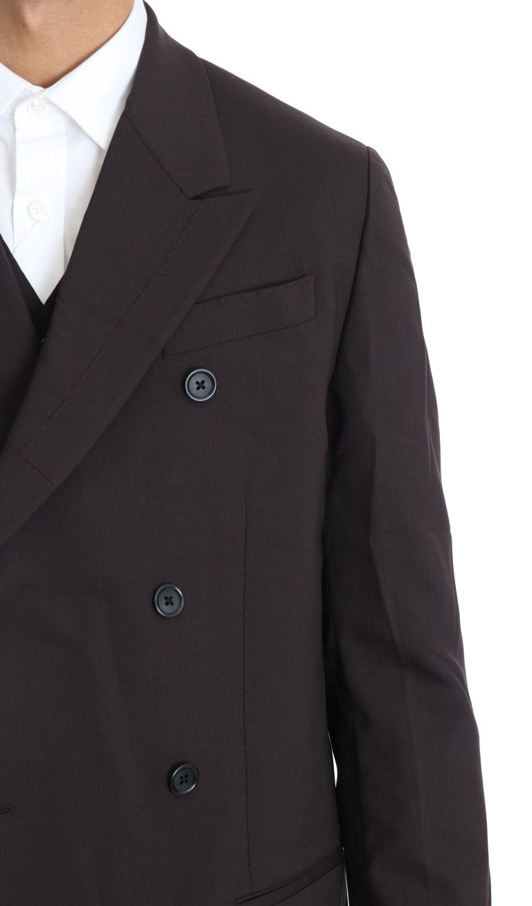 Costume 3 Pièces Long en Laine Stretch Bordeaux Dolce & Gabbana