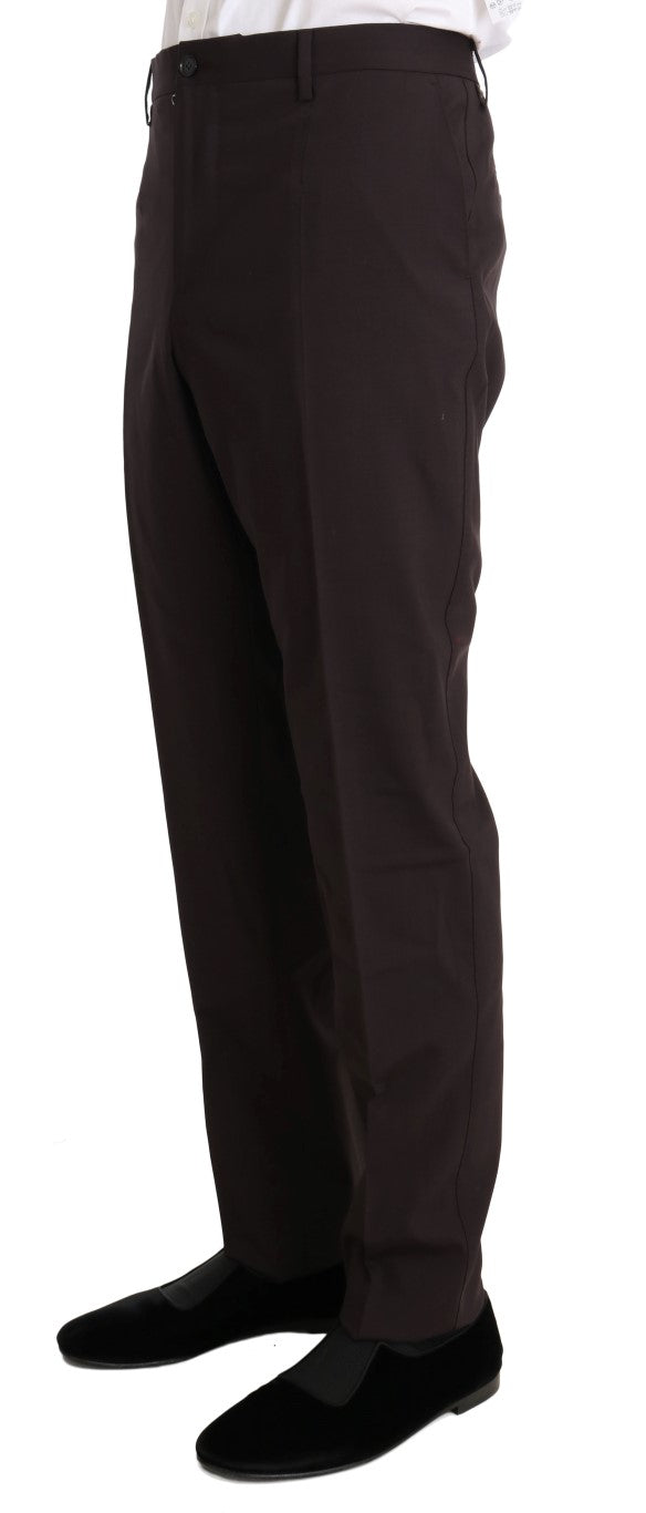 Costume 3 Pièces Long en Laine Stretch Bordeaux Dolce & Gabbana