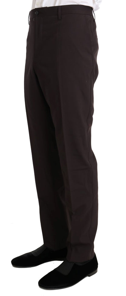 Costume 3 Pièces Long en Laine Stretch Bordeaux Dolce & Gabbana