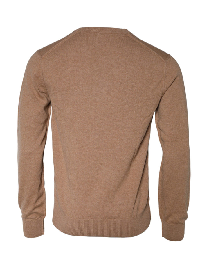 Suéter tipo jersey de punto de cachemira marrón con cuello de pico de Dolce & Gabbana