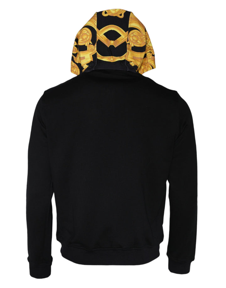 Sudadera con capucha y cremallera completa de algodón con estampado de Medusa negra de Versace