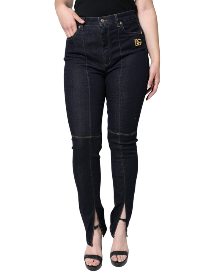 Jean skinny en denim de coton mélangé noir Dolce & Gabbana
