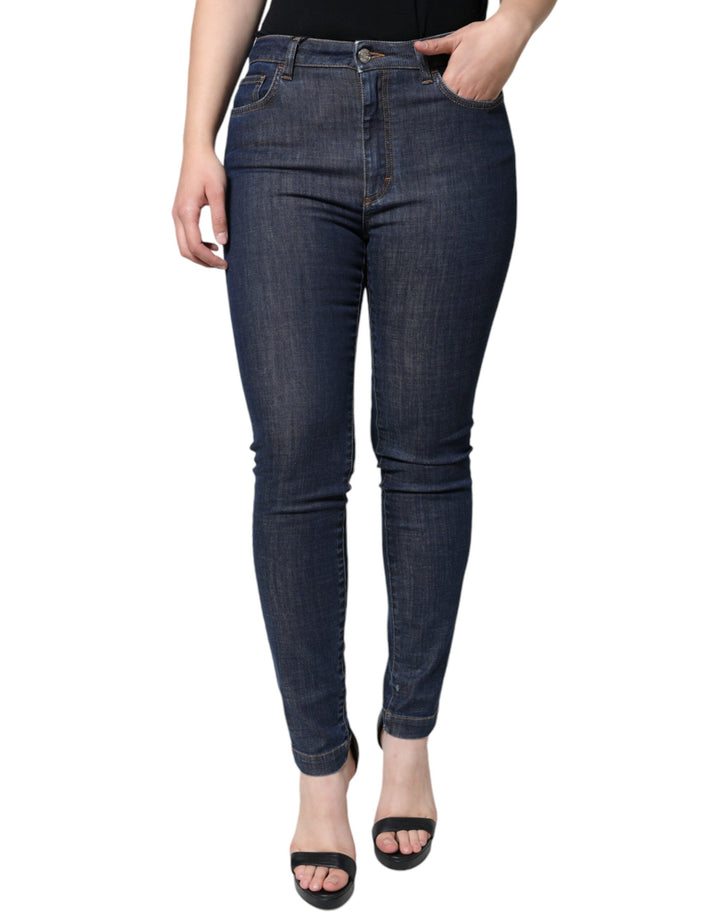 Jean skinny en denim de coton QUEEN bleu foncé Dolce & Gabbana