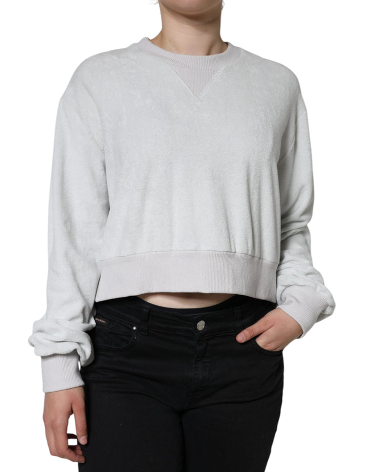 Pull en tricot à col rond en nylon stretch blanc Dolce & Gabbana