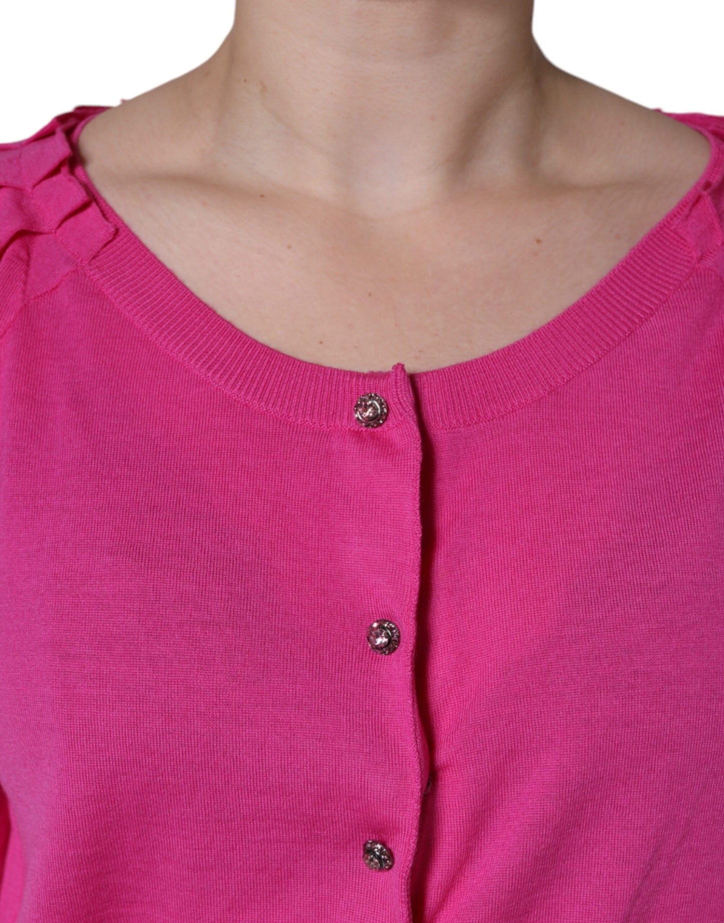 Chemisier Dolce & Gabbana rose en laine à manches courtes et boutonnage devant