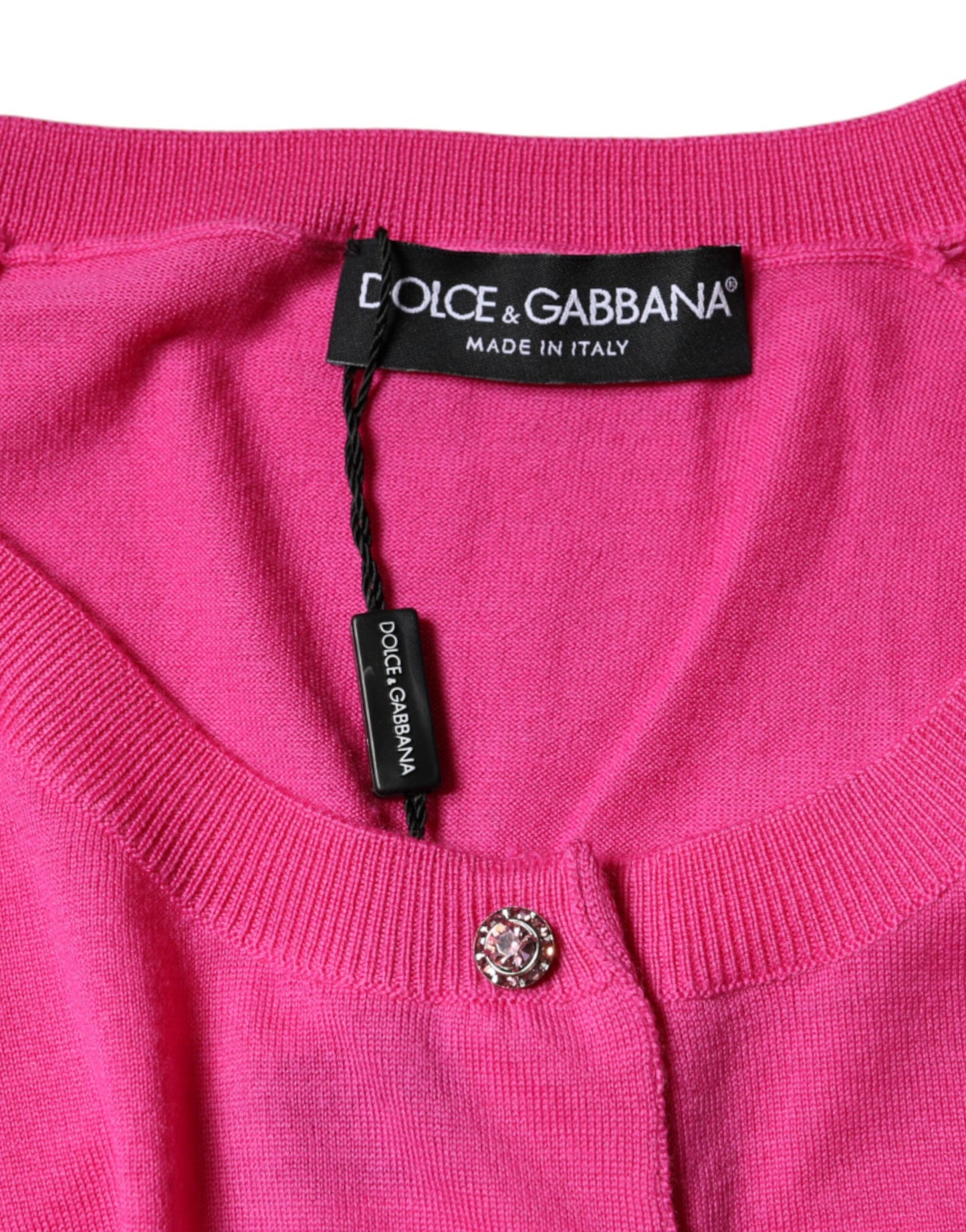 Chemisier Dolce & Gabbana rose en laine à manches courtes et boutonnage devant