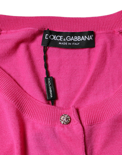 Chemisier Dolce & Gabbana rose en laine à manches courtes et boutonnage devant