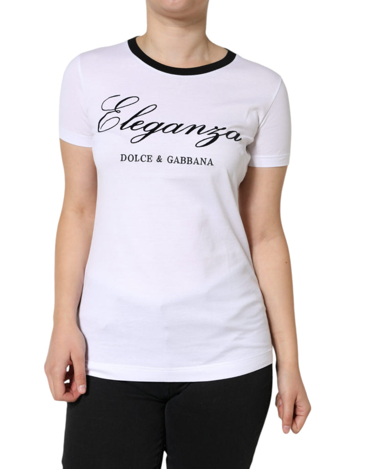 T-shirt Dolce & Gabbana en coton blanc à imprimé Eleganza et manches courtes