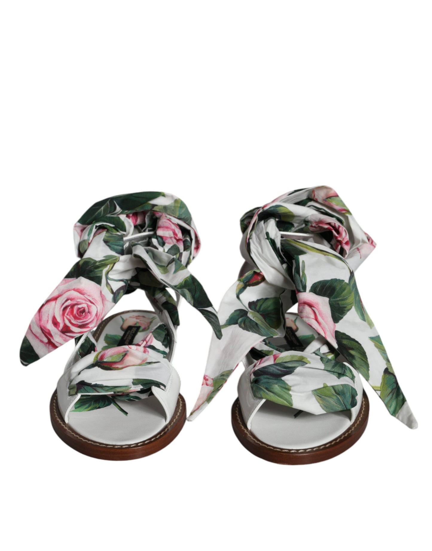 Chaussures Sandales à Lacets à Imprimé Floral Multicolore Dolce & Gabbana