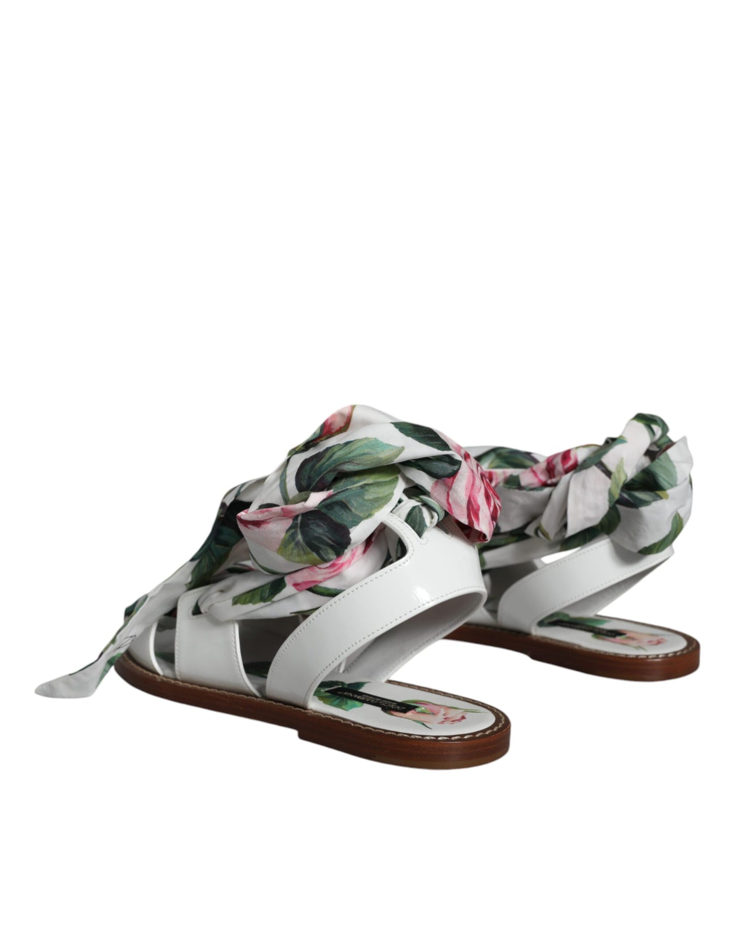 Chaussures Sandales à Lacets à Imprimé Floral Multicolore Dolce & Gabbana
