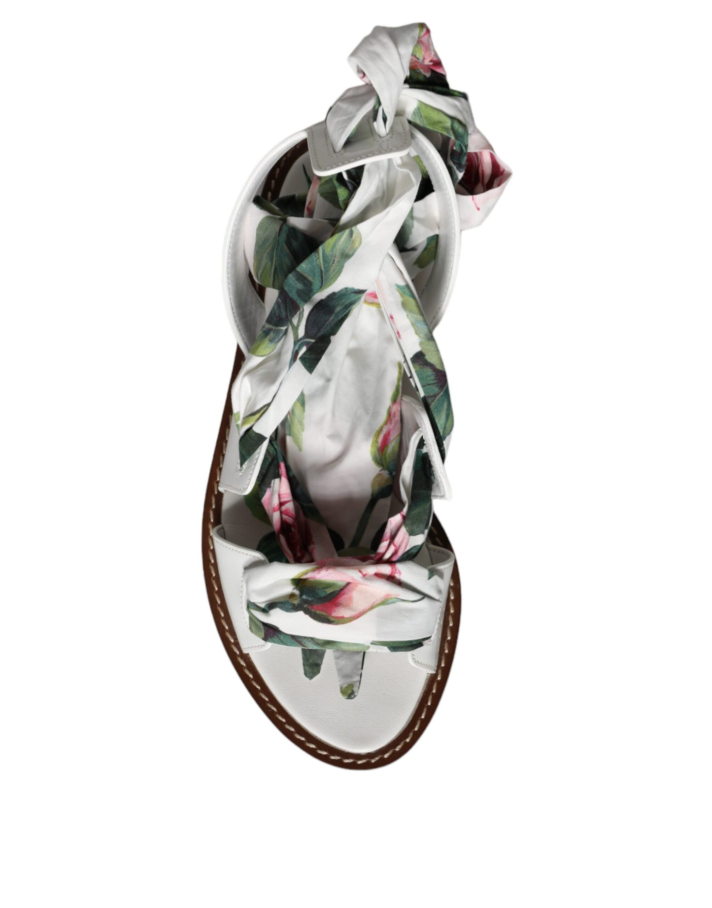Chaussures Sandales à Lacets à Imprimé Floral Multicolore Dolce & Gabbana