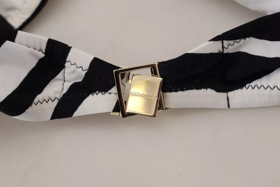 Haut de bikini bandeau zébré noir et blanc Dolce & Gabbana