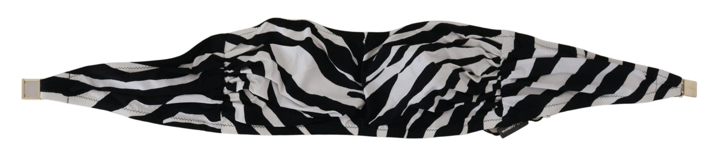 Haut de bikini bandeau zébré noir et blanc Dolce & Gabbana