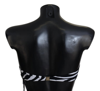 Haut de bikini bandeau zébré noir et blanc Dolce & Gabbana