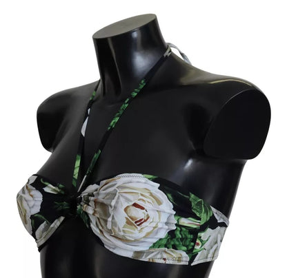 Parte de arriba de bikini Dolce & Gabbana negro floral halter para playa/baño