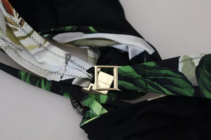 Parte de arriba de bikini Dolce & Gabbana negro floral halter para playa/baño