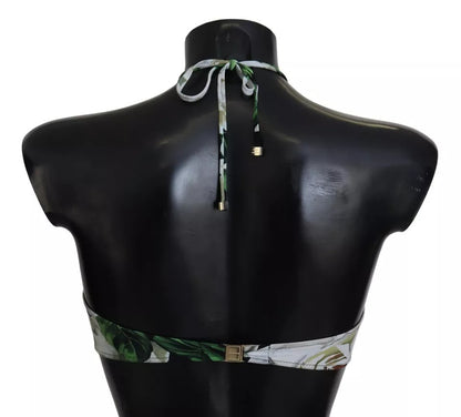 Parte de arriba de bikini Dolce & Gabbana negro floral halter para playa/baño