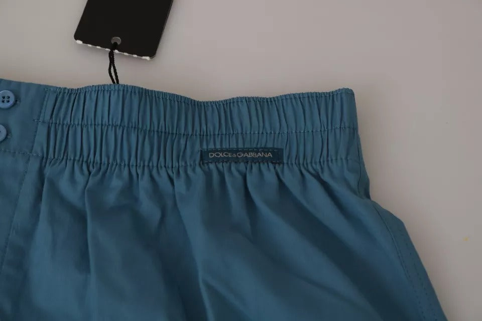 Dolce & Gabbana Bóxer Regular de Algodón Azul Ropa Interior