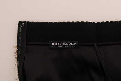 Mini-jupe courte Dolce & Gabbana noire dorée