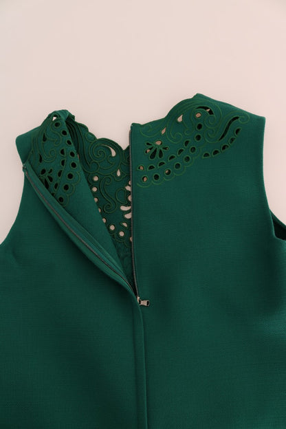 Robe Dolce & Gabbana en soie et laine verte à découpes florales