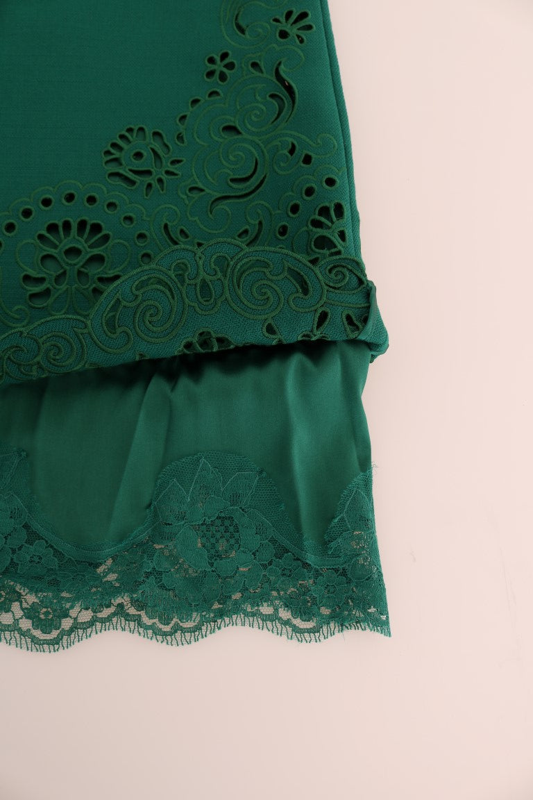 Robe Dolce & Gabbana en soie et laine verte à découpes florales