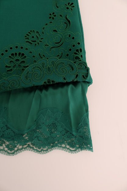 Robe Dolce & Gabbana en soie et laine verte à découpes florales