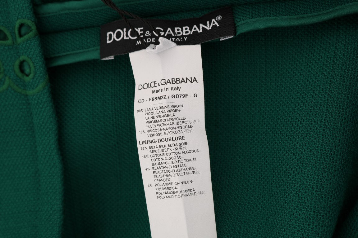 Robe Dolce & Gabbana en soie et laine verte à découpes florales