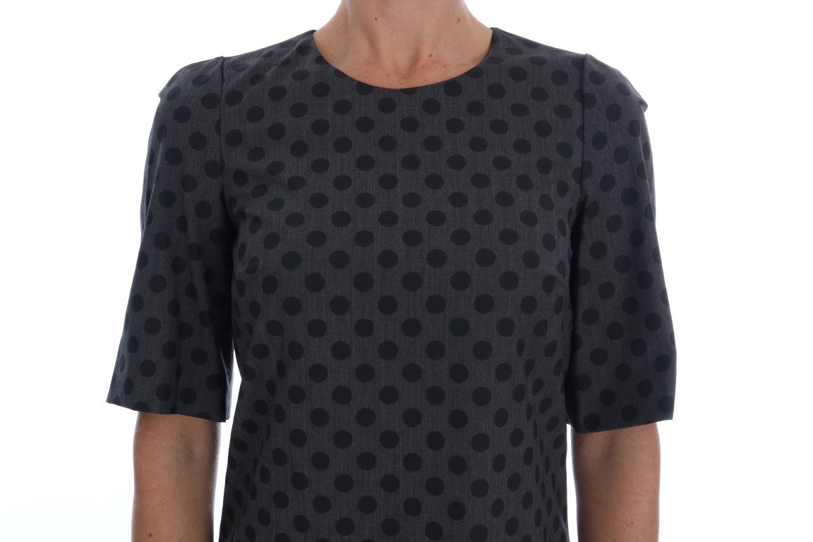 Robe Dolce & Gabbana en laine stretch grise à pois
