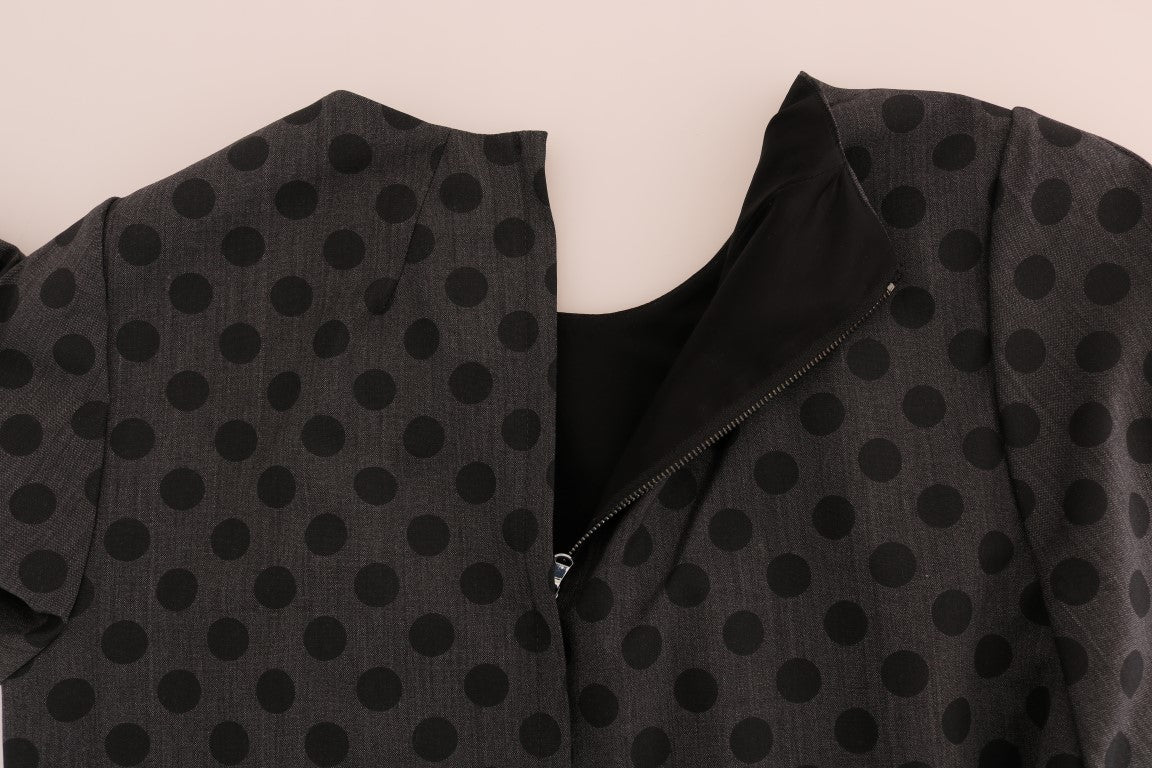 Robe Dolce & Gabbana en laine stretch grise à pois