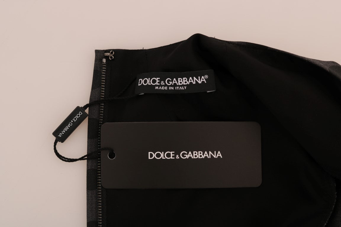 Robe Dolce & Gabbana en laine stretch grise à pois
