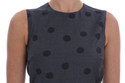 Robe fourreau en laine grise à pois Dolce & Gabbana