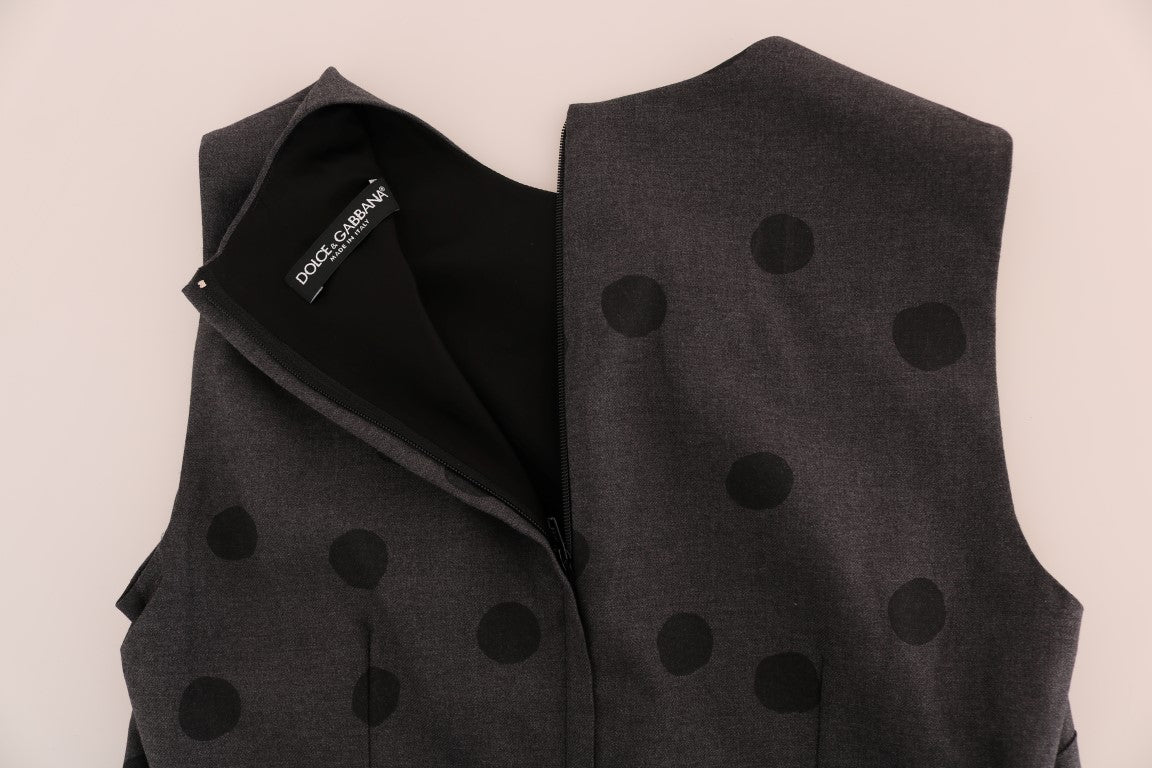 Robe fourreau en laine grise à pois Dolce & Gabbana