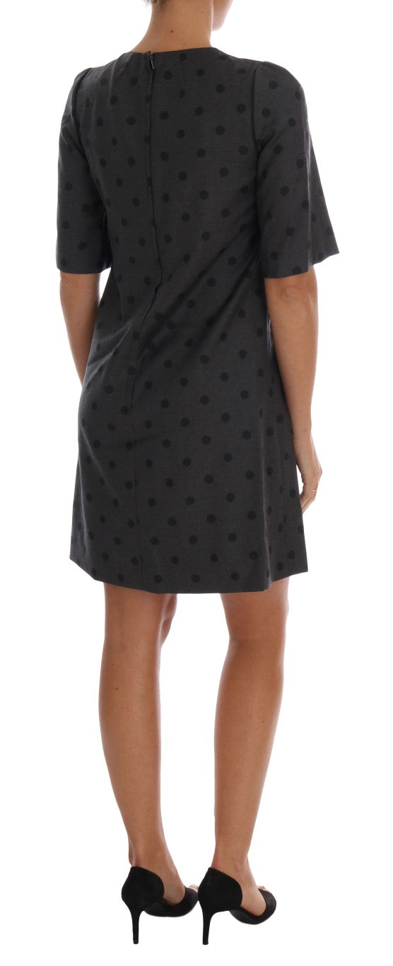 Robe fourreau en laine grise à pois Dolce & Gabbana
