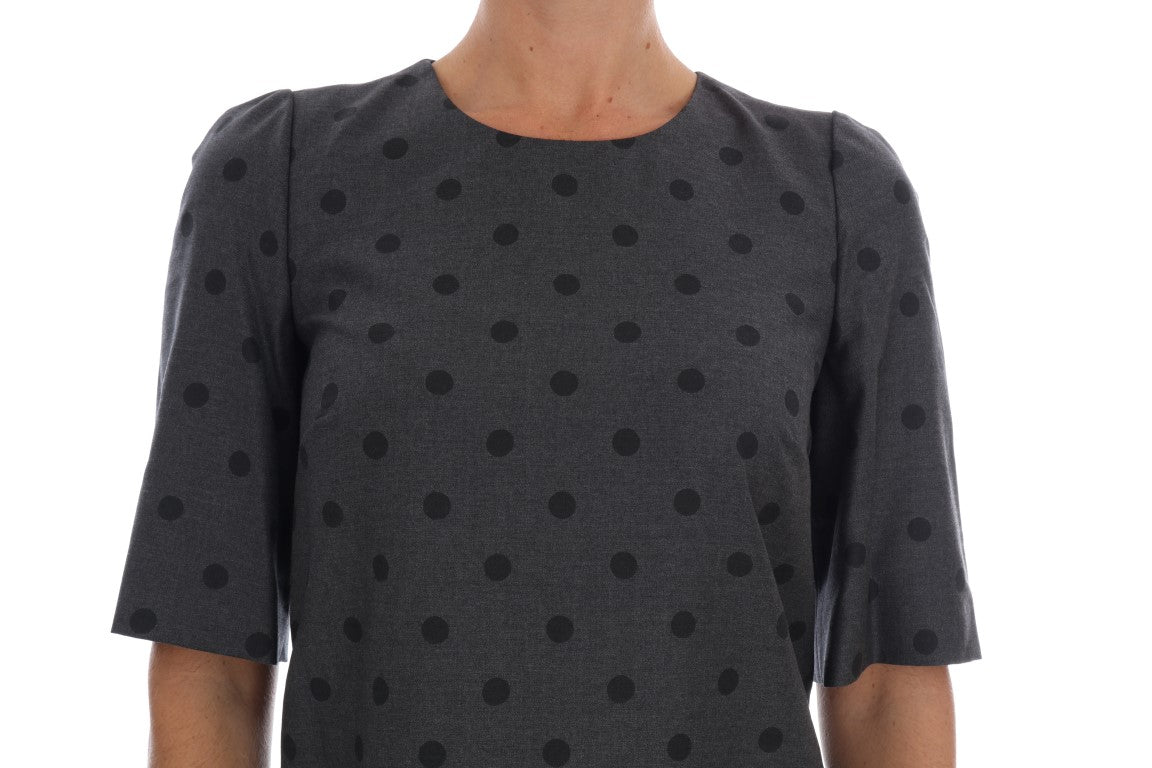 Robe fourreau en laine grise à pois Dolce & Gabbana