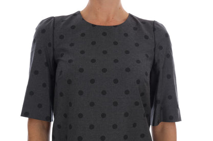Robe fourreau en laine grise à pois Dolce & Gabbana