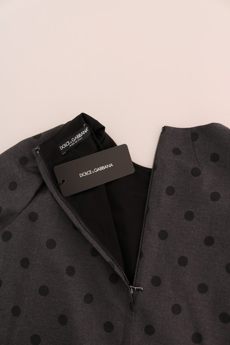Robe fourreau en laine grise à pois Dolce & Gabbana