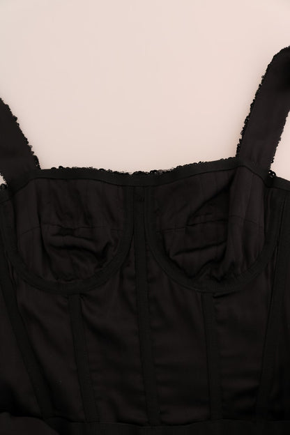 Robe trapèze Dolce & Gabbana noire à pois rouges et sequins