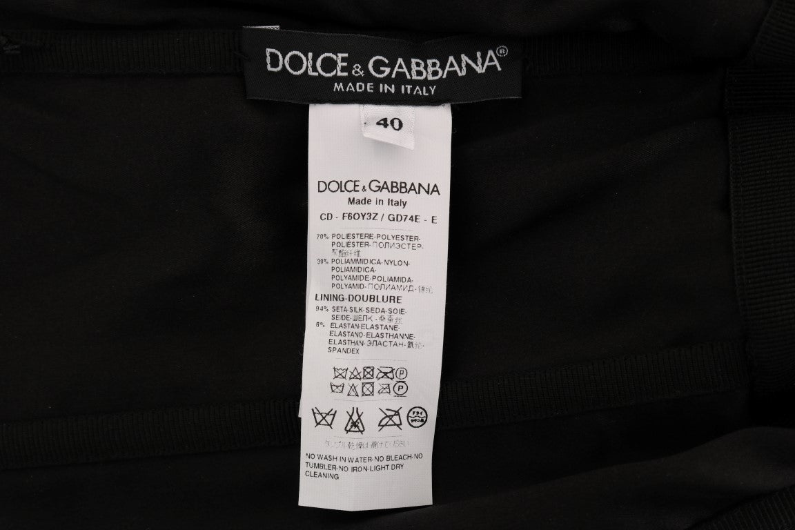 Robe trapèze Dolce & Gabbana noire à pois rouges et sequins