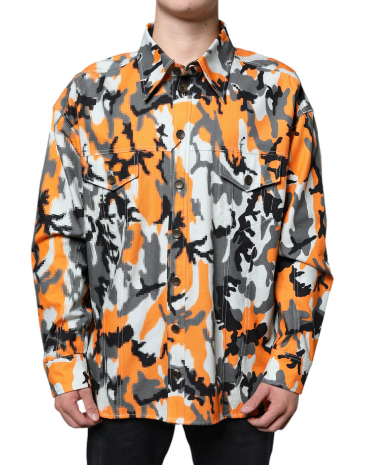 Veste Dolce & Gabbana en jean de coton à col camouflage multicolore