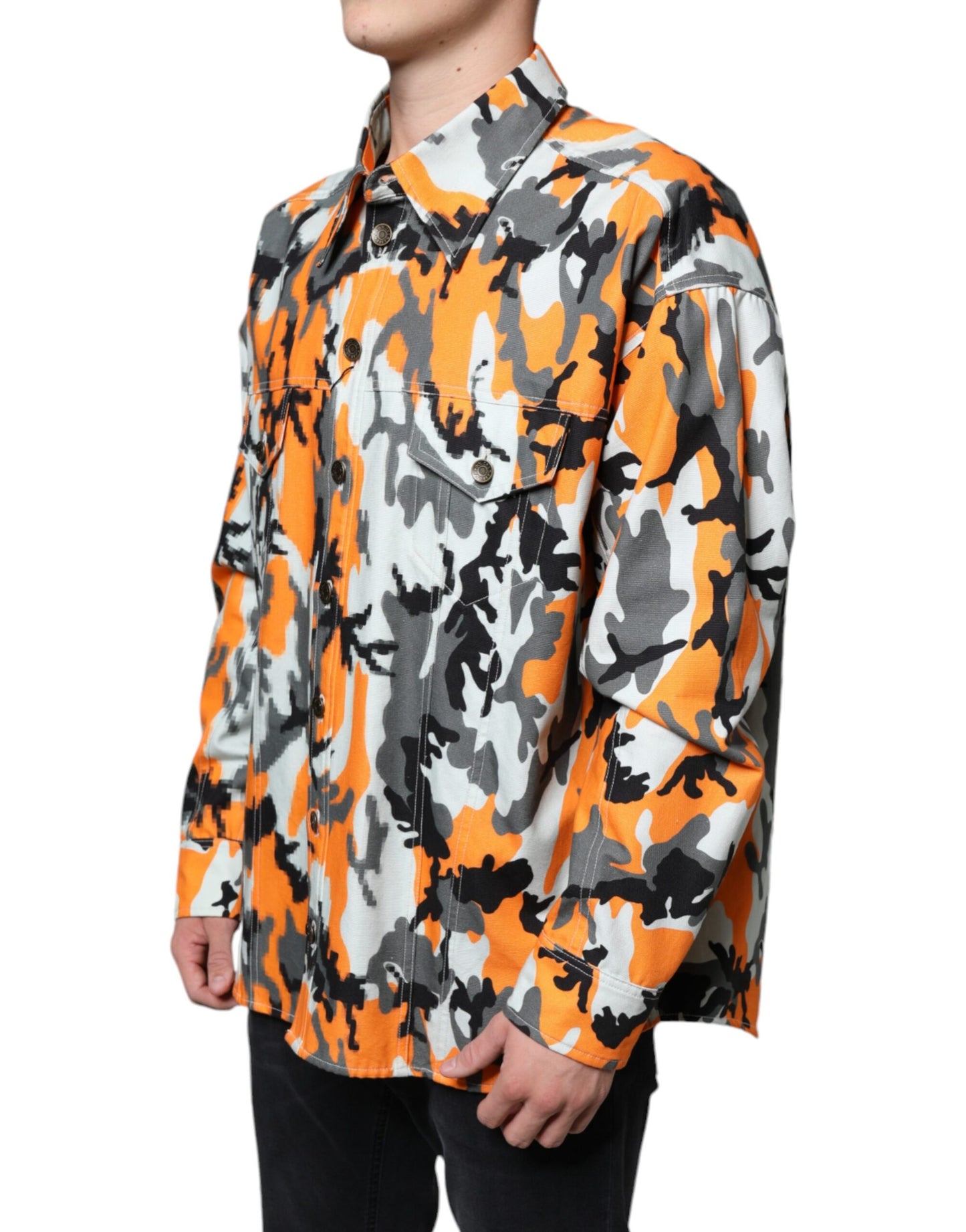 Veste Dolce & Gabbana en jean de coton à col camouflage multicolore